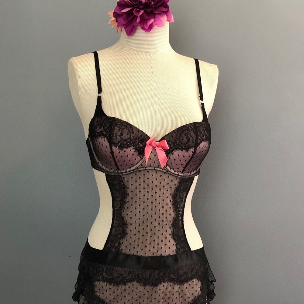 80s Backless Sheer Victoria's Secret Sexy Little Things / Polka Dot Li…